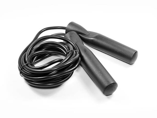 Black skipping rope isolated on white background